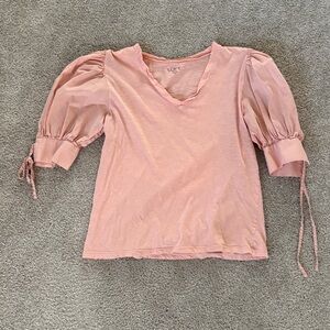 LOFT Blush Puff Sleeve Blouse